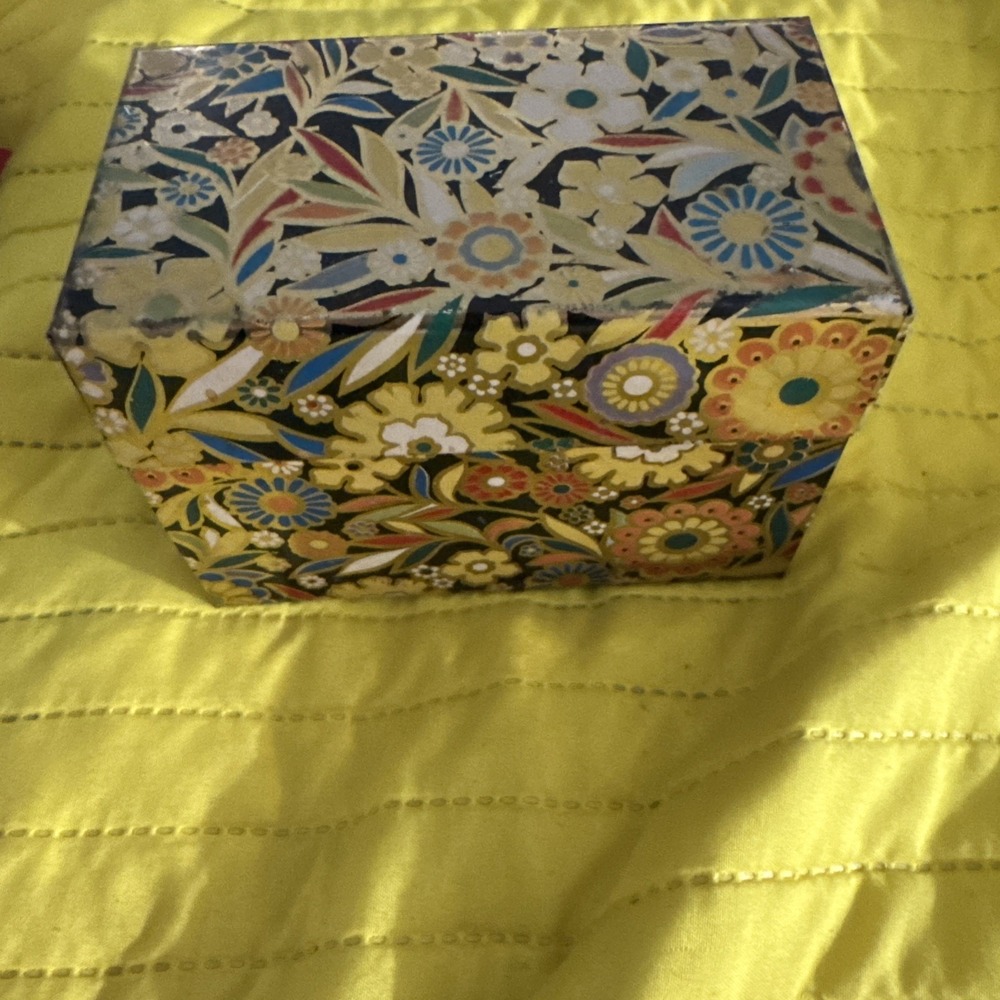Vintage J Chein Metal Mod Retro Recipe Box Flowers Floral With Old Recipes